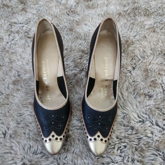 Joseph Larose 1960s Vintage Gold and Black Pump‎ Heels Size 7 - Picture 4 of 12